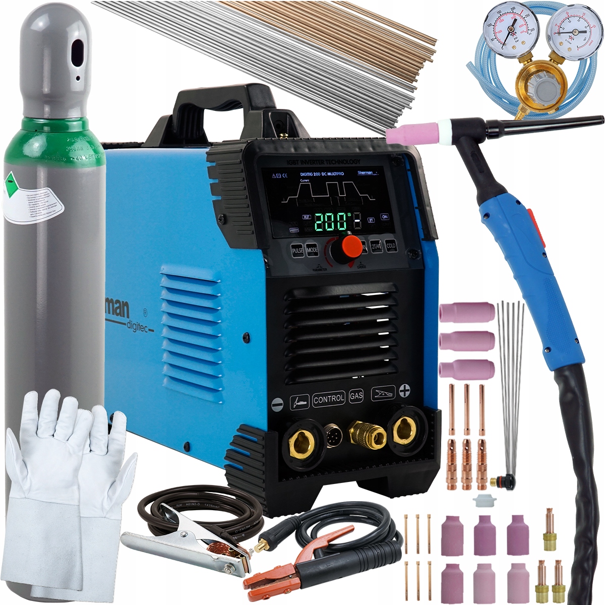 Spawarka TIG MMA 200A DC HF Puls inwertorowa LCD