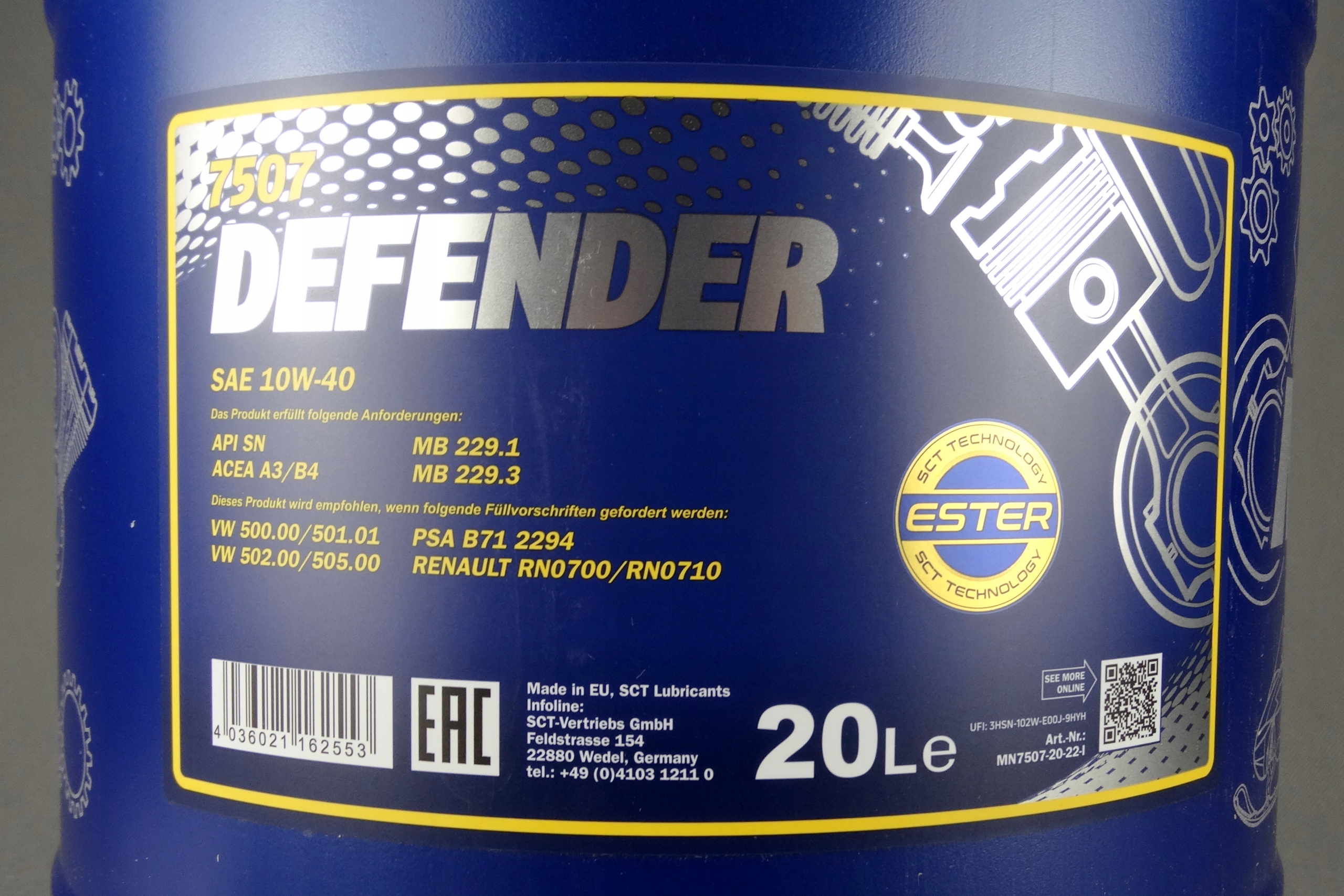 OLEJ PÓŁSYNTETYCZNY MANNOL 10W40 DEFENDER 20L Rodzaj półsyntetyczne