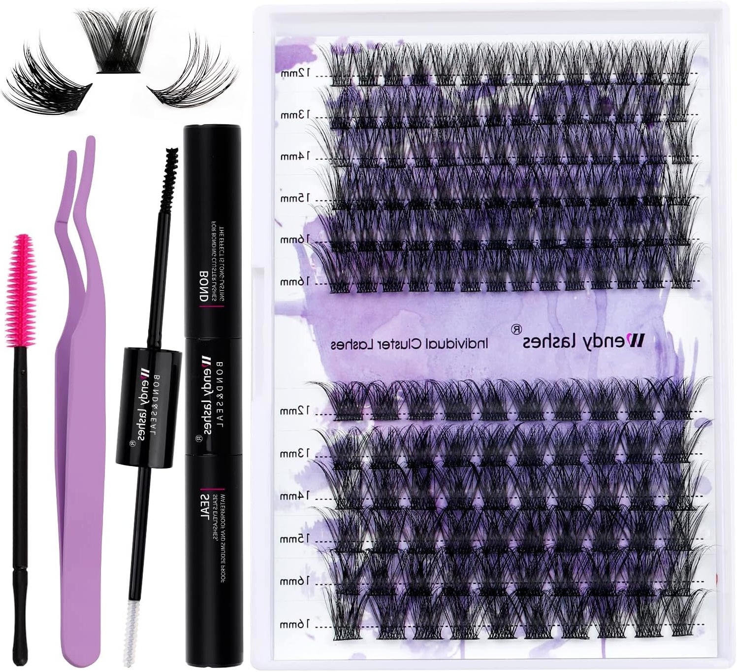 Sada Na Prodlužování Řas D Curl Pbt 12-16 MM Klastrová Diy