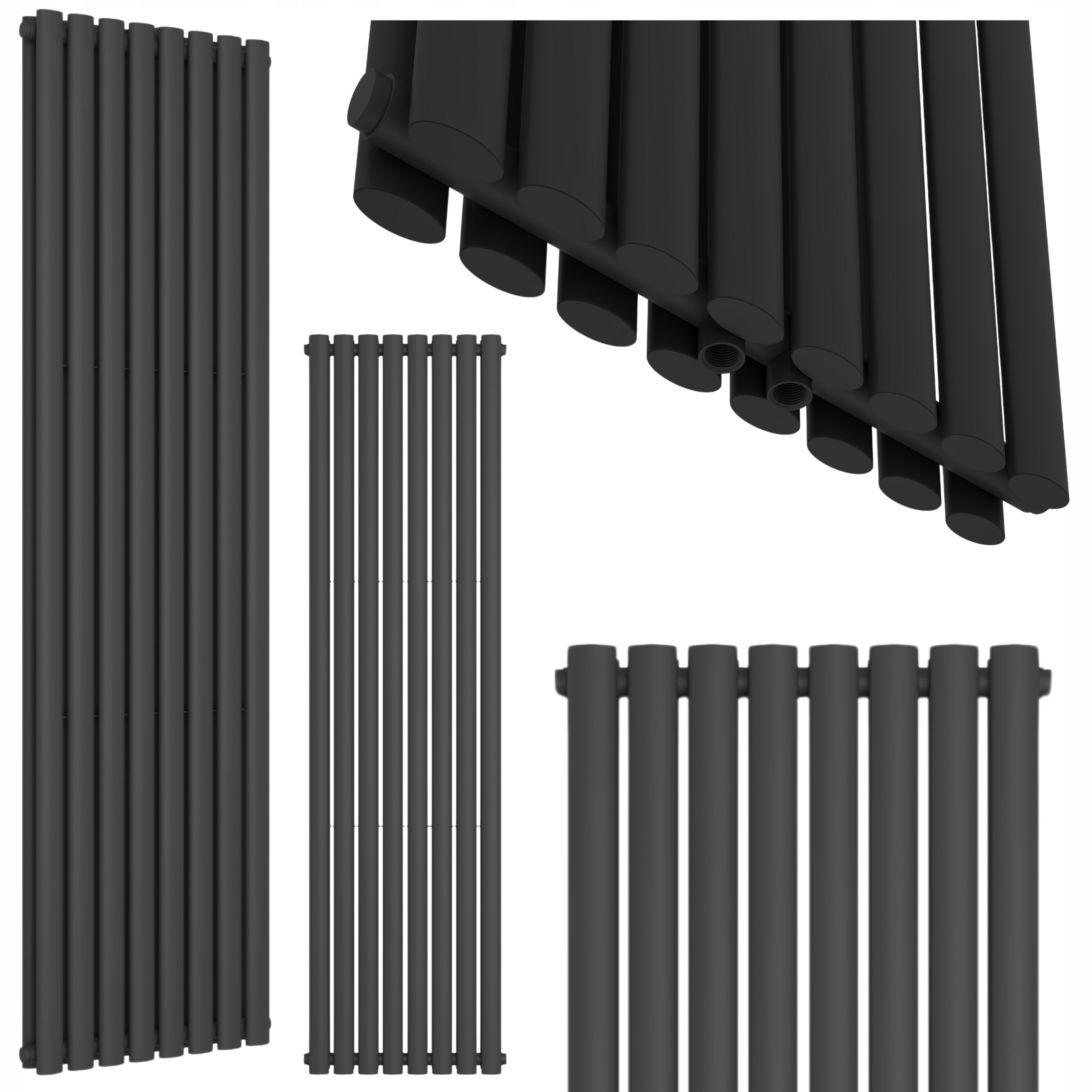 Dekorativní Vertikální Radiátor Do Obývacího Pokoje Duo Černý 1800x480