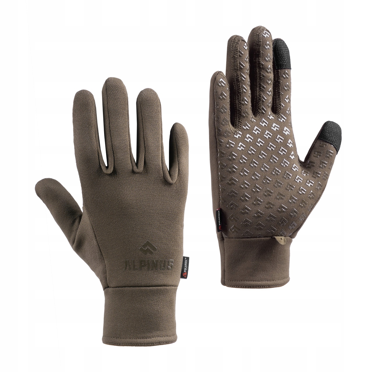 Rękawiczki zimowe Alpinus Scafell oliwkowe do telefonu, ciepłe, Polartec S