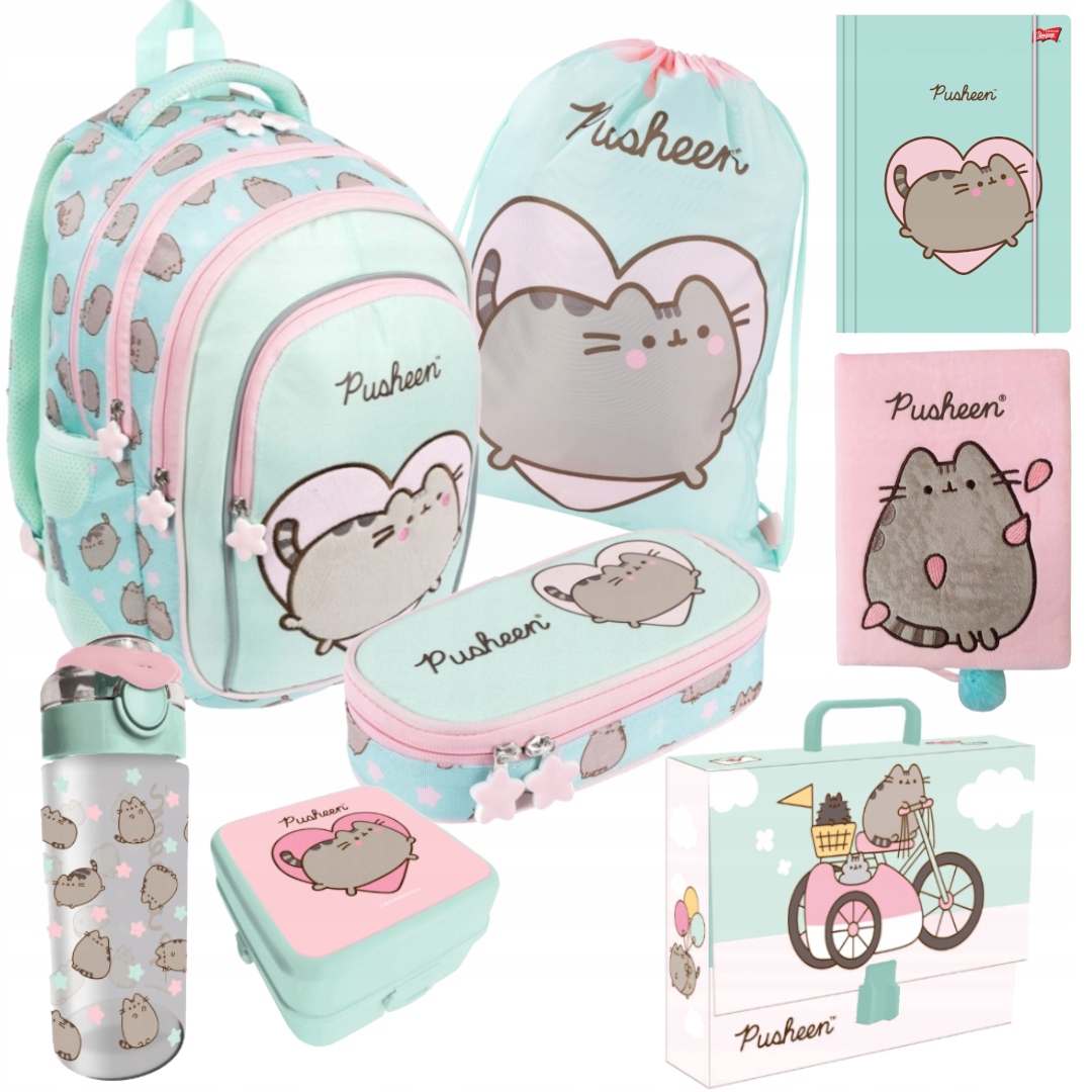 ZESTAW 8-ELEMENTÓW SZKOLNYCH DLA DZIEWCZYNKI PUSHEEN MINT ST. MAJEWSKI