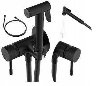 Bidetová batéria Čierna pod omietku Glami, slúchadlá, hadica, čistič na bidet