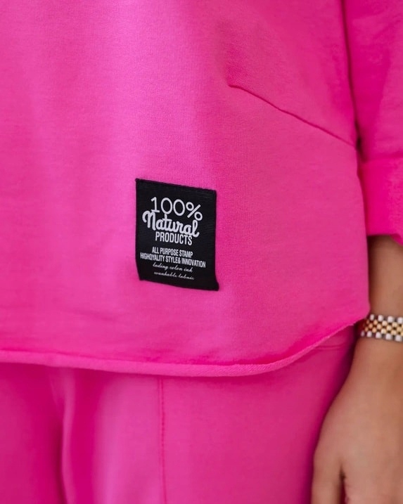 Komplet bawełniany bluza plus spodnie oversize Moda Włoska Rękaw rękaw 3/4