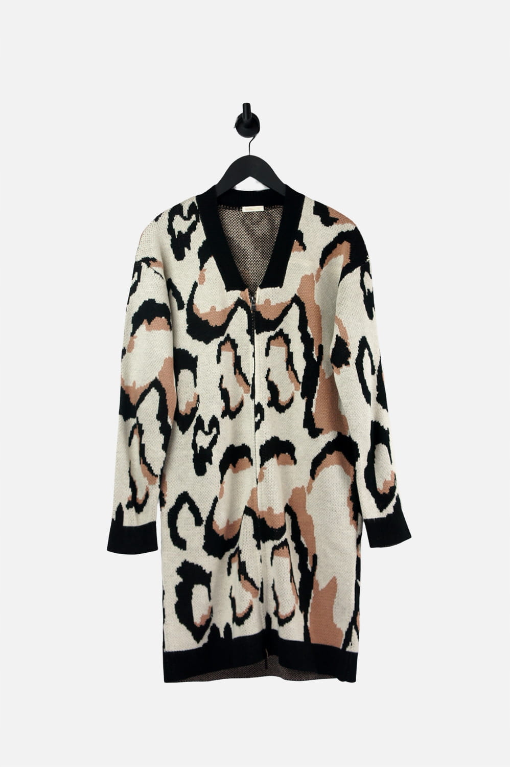 Fracomina Kardigan Se Zvířecím Vzorem Na Zip (L)