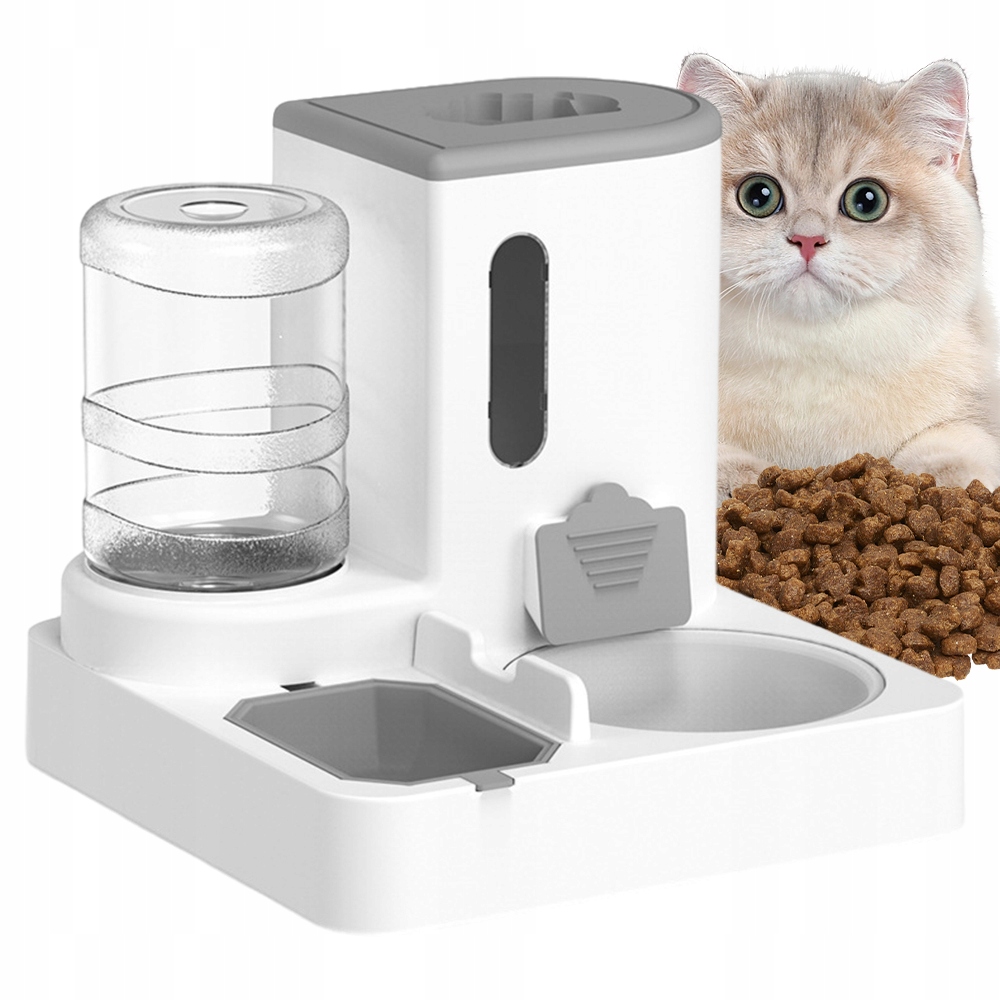 Levně Automatické Krmítko 2 V 1 Zásobník Na Krmivo Pro Zvířata 2.2 L 1 L