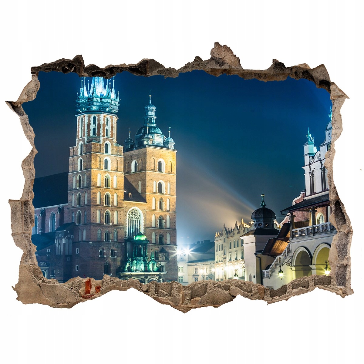 

Fototapeta dziura na ścianę 3d Kraków nocą 120x81