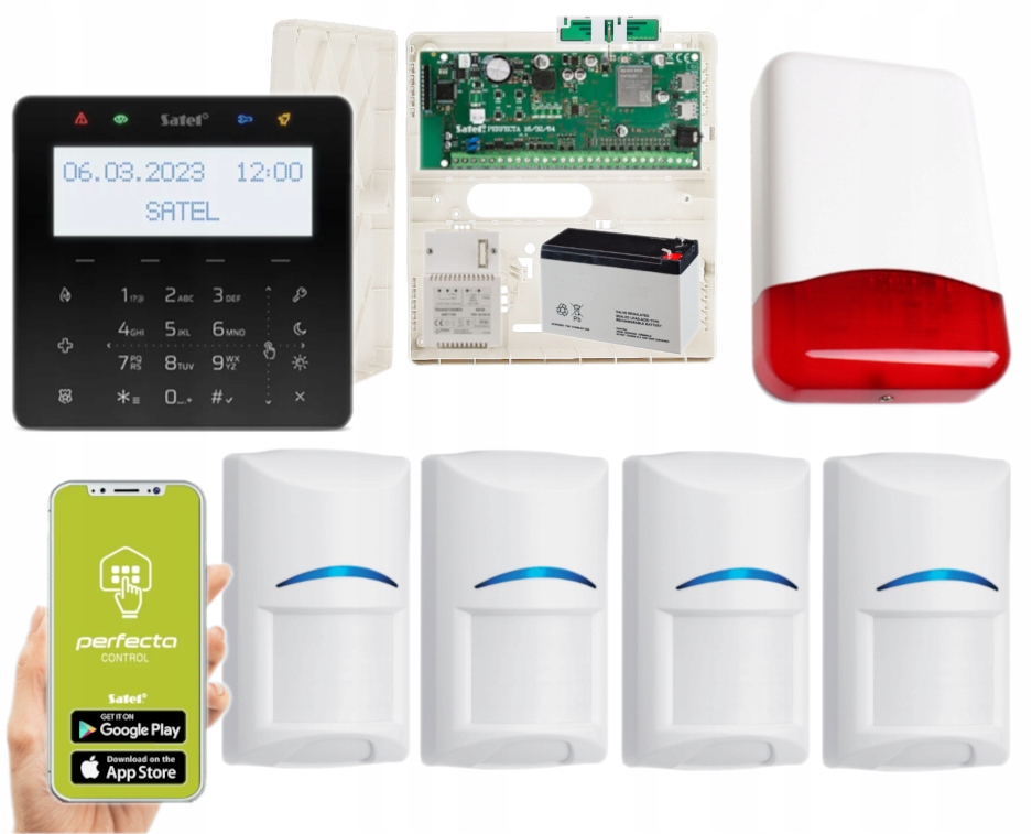 Alarm Satel Perfecta 64 M Lte Aplikacja Syrena 4 Czujki Pir KSG2R-B
