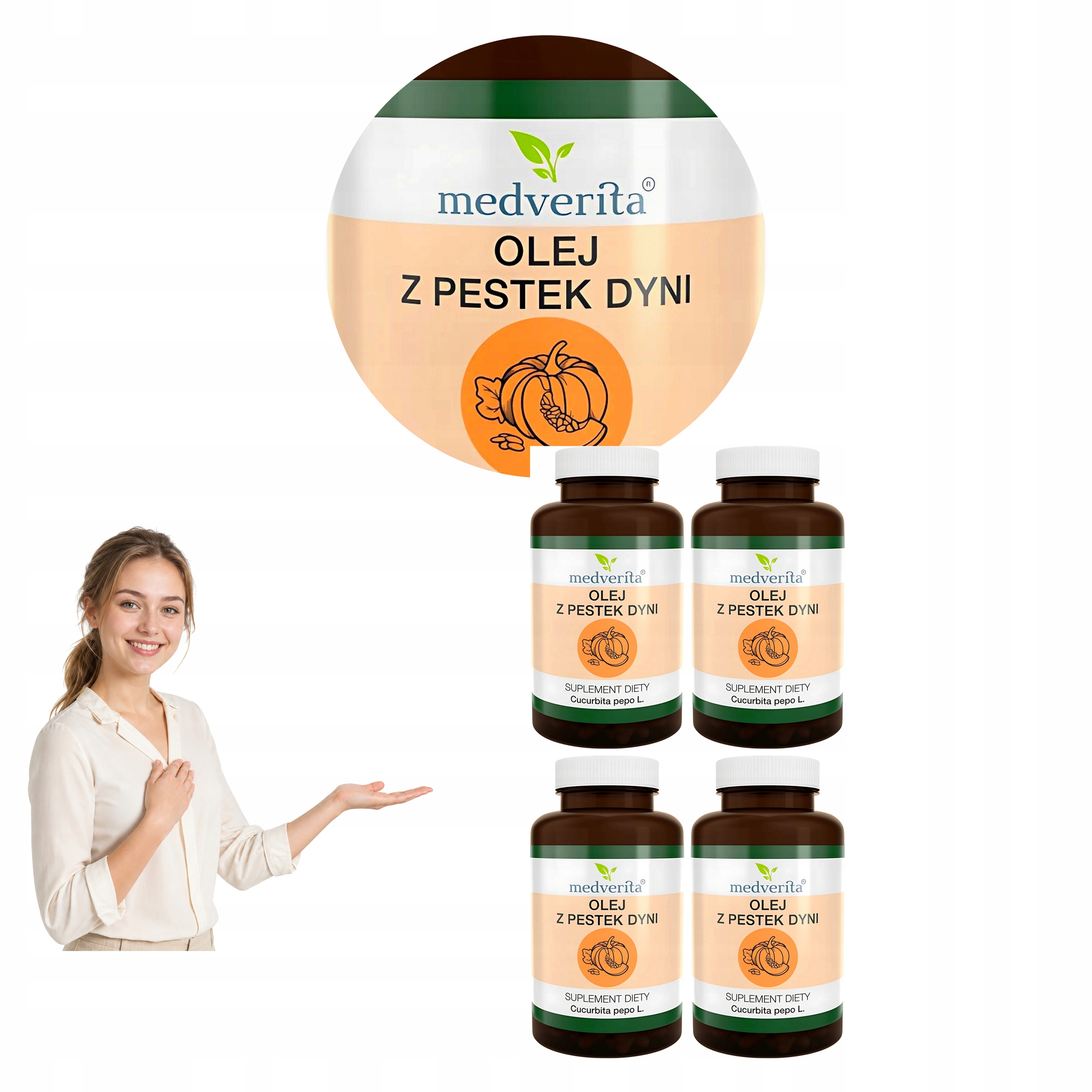4x Medverita Olej z Pestek Dyni 500 mg Cucurbita Pepo Fitosterole 120K