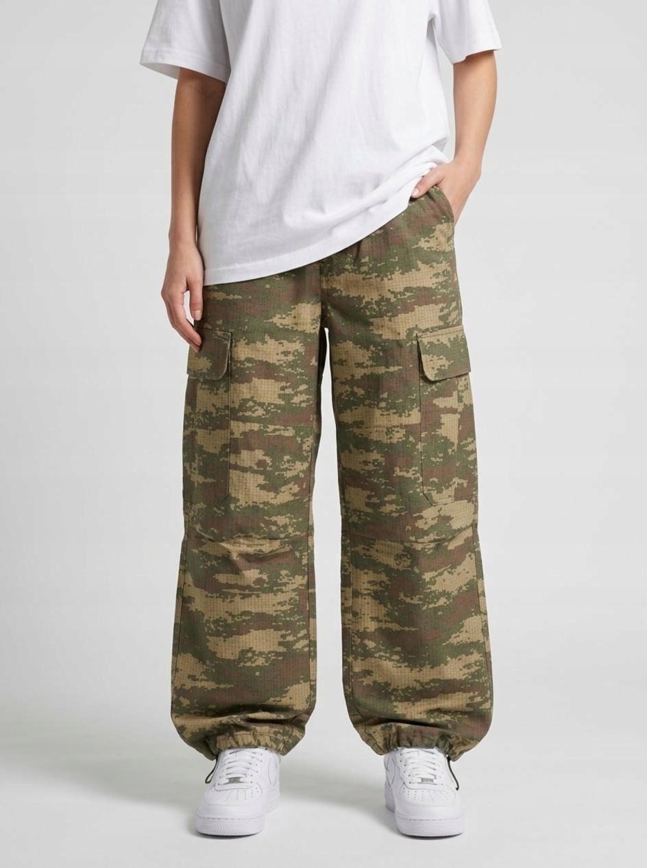 Kalhoty Rip-Stop Outdoor Vojenské Kapsáče Dámské Zelené Camo L Dlouhé