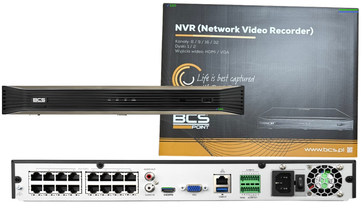 Rejestrator Ip BCS-P-NVR1602-A-4K-16P(5L) 16 kanałów do 16MPx, switch PoE