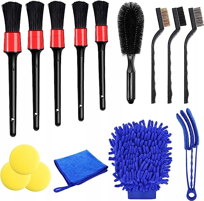 15 szt. Zestaw szczotek do detali samochodowych
