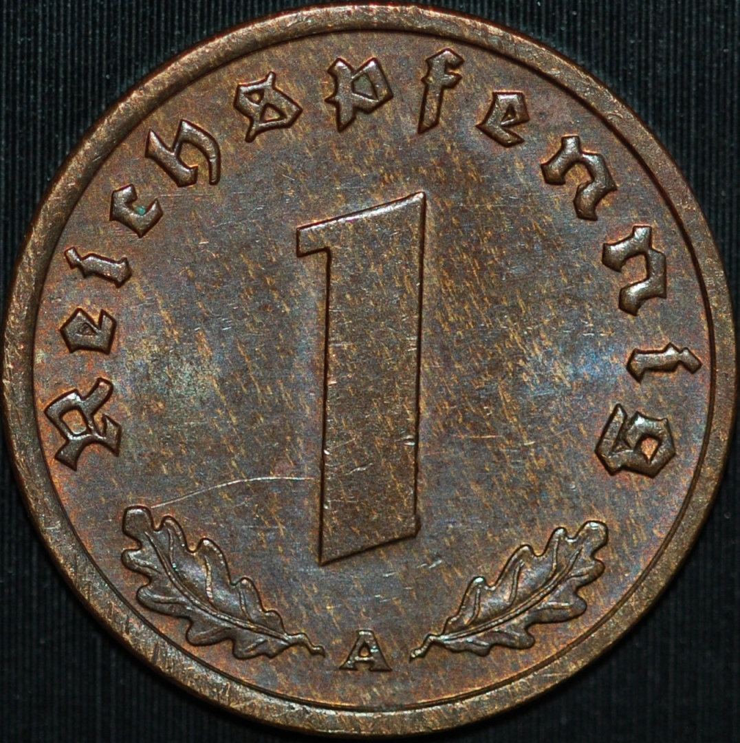 1 Reichspfennig 1939 A - około menniczy egzemplarz