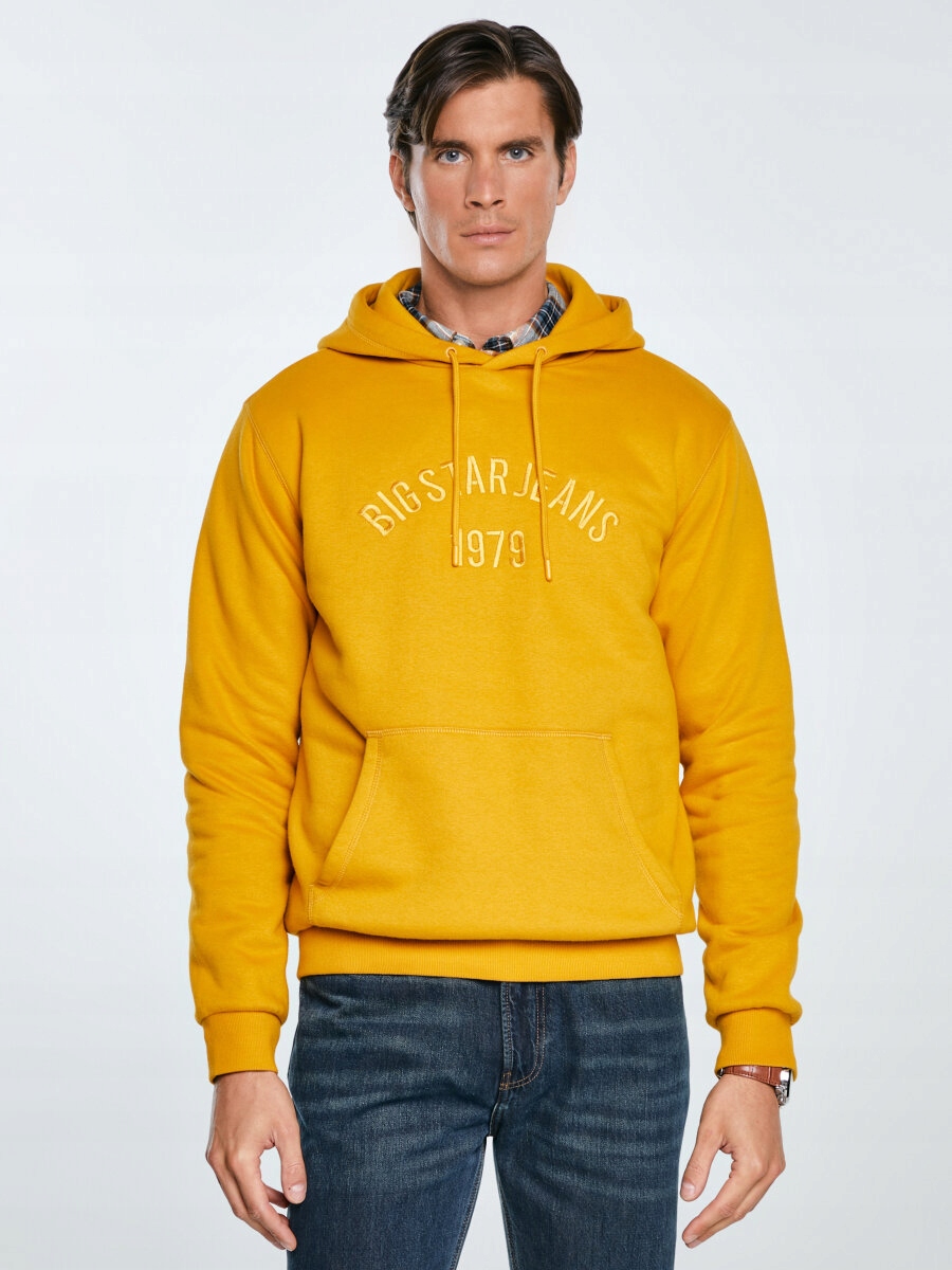 Big Star Bluza Męska Z Haftem Z Kapturem Żółta Aslan 203 XXL