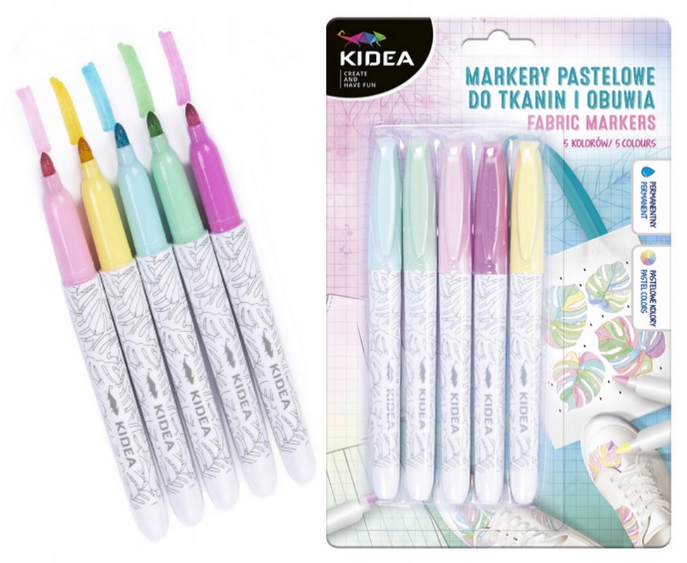 

Flamastry Markery Do Tkanin Butów 5 Kol pastelowe