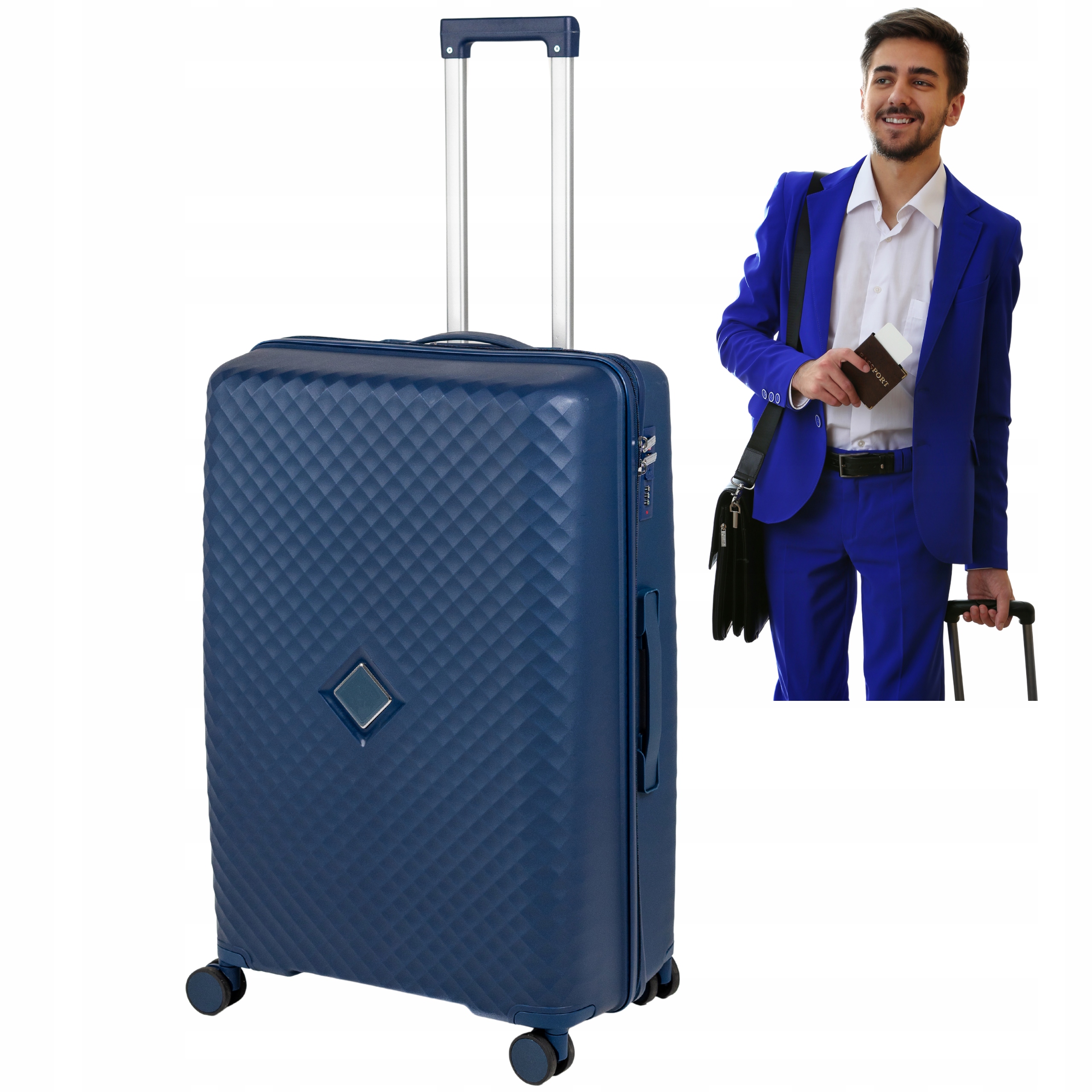 Velká Cestovní Taška Modrá Tvrdá 75*50*31 CM, Prostorná, 116 L Na Kolečkách