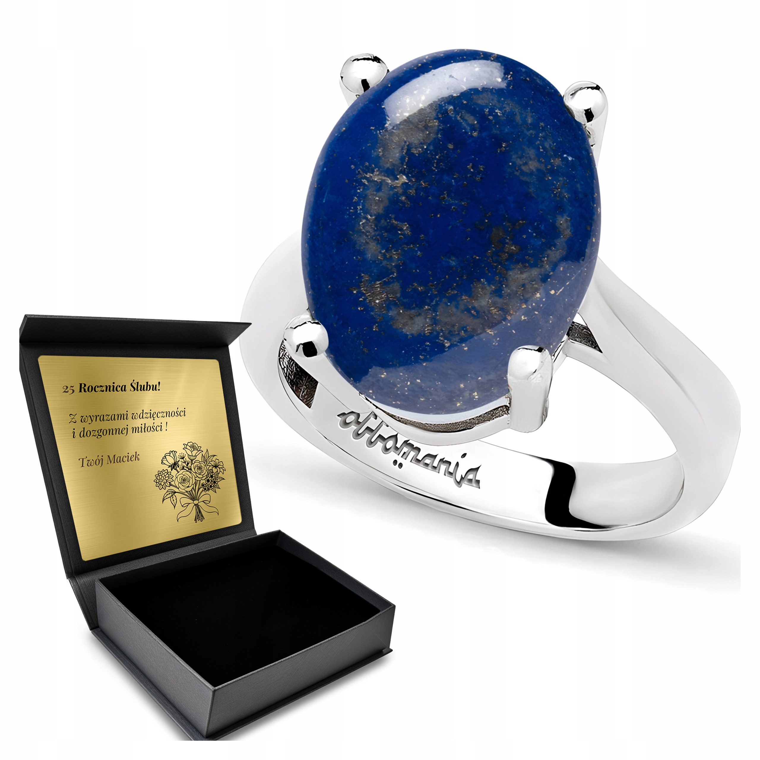Prstýnek 925 Kámen Lapis Lazuli Dárek pro ženu Gravírování