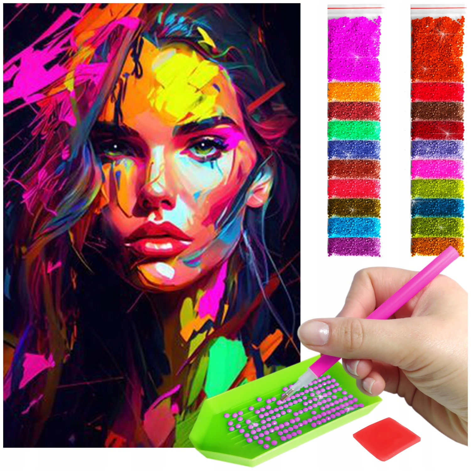 Barevná výšivka Diamond diamond painting mozaika žena barvy 60x40cm