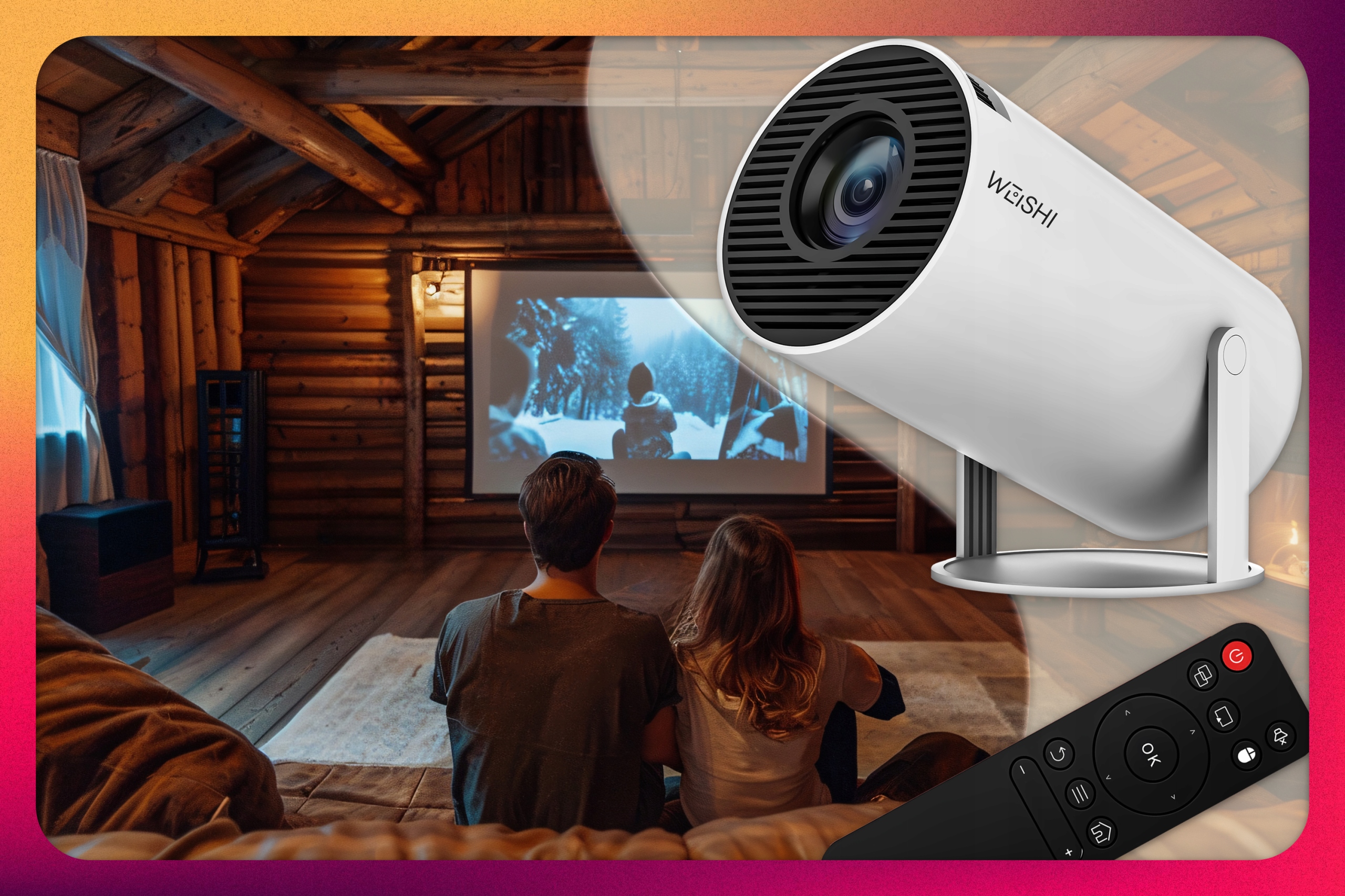 PROJEKTOR RZUTNIK ANDROID TV WIFI FULL HD PRZENOŚNY SMART GŁOŚNIK OBROTOWY Model Viutube One