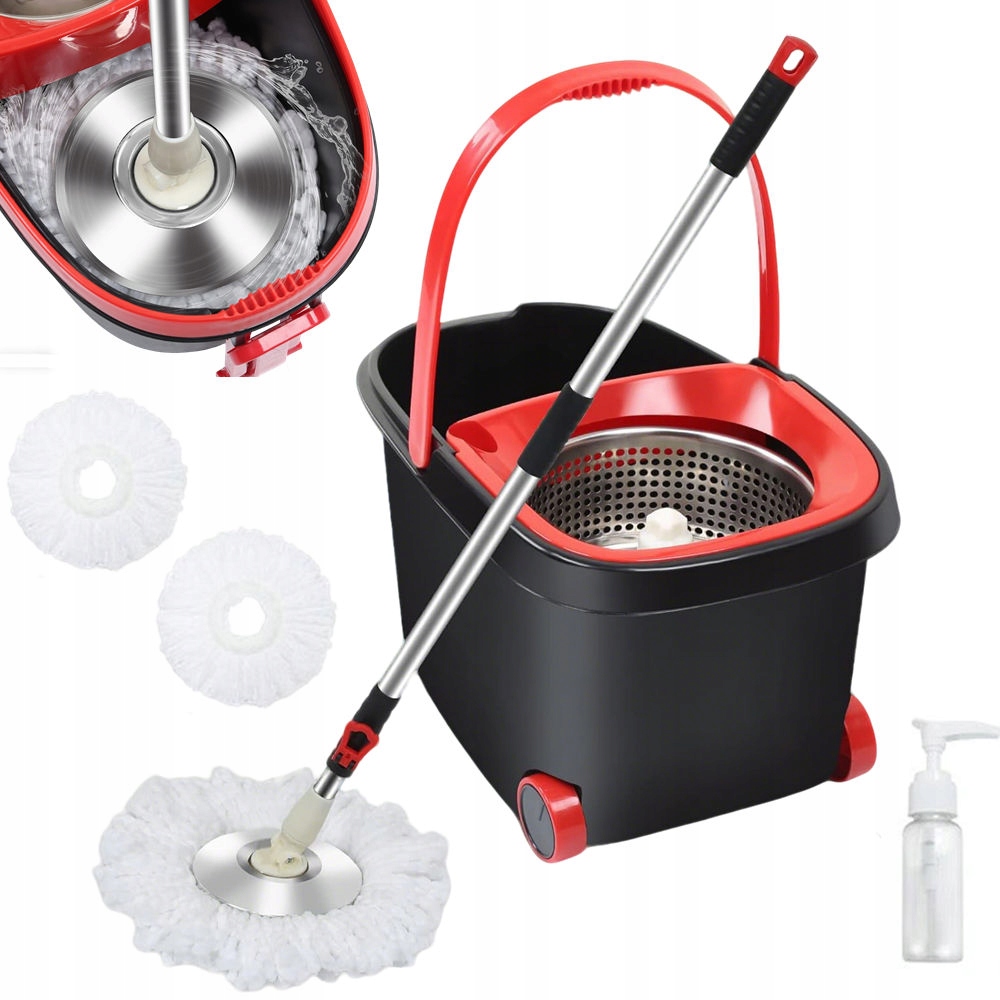 Levně Rotační rotační Mop 360 Spin Turbo 3v1 Návleky Mikrovlákno Kbelík Set