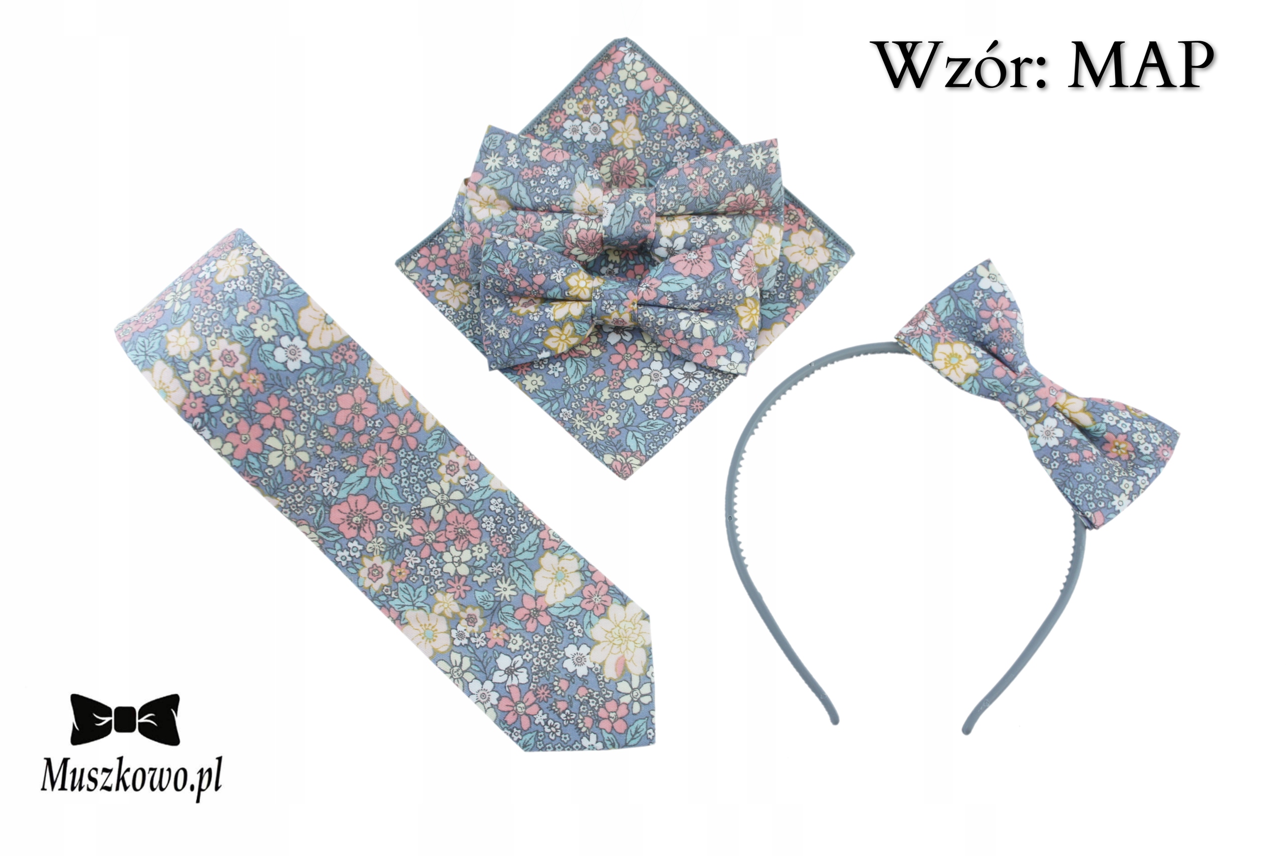 Poszetka do marynarki W KWIATY szara w kwiatki Marka inna