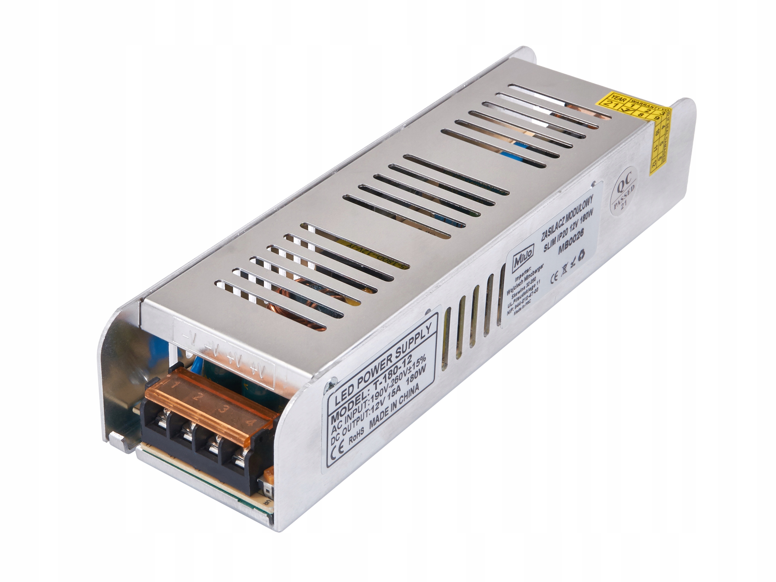 

Zasilacz do taśm Led modułowy Slim 15A 150W 12V