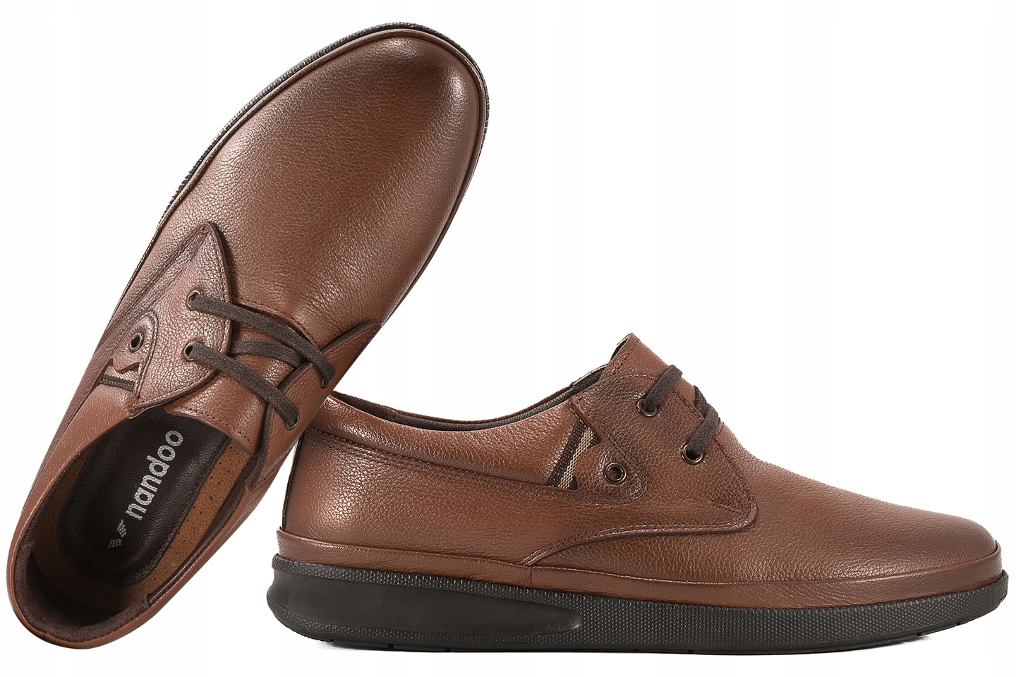 Nandoo 1708 Polobotky Casual Kožené Pánské Tenisky hnědé 42 Hnědá