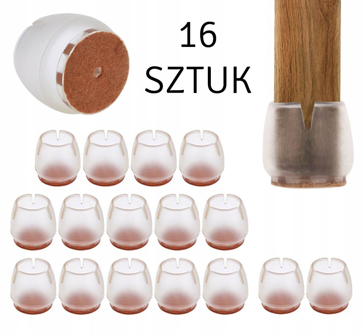 

AG562C Nakładki Na Meble x16 Nogi Silikon Filc S