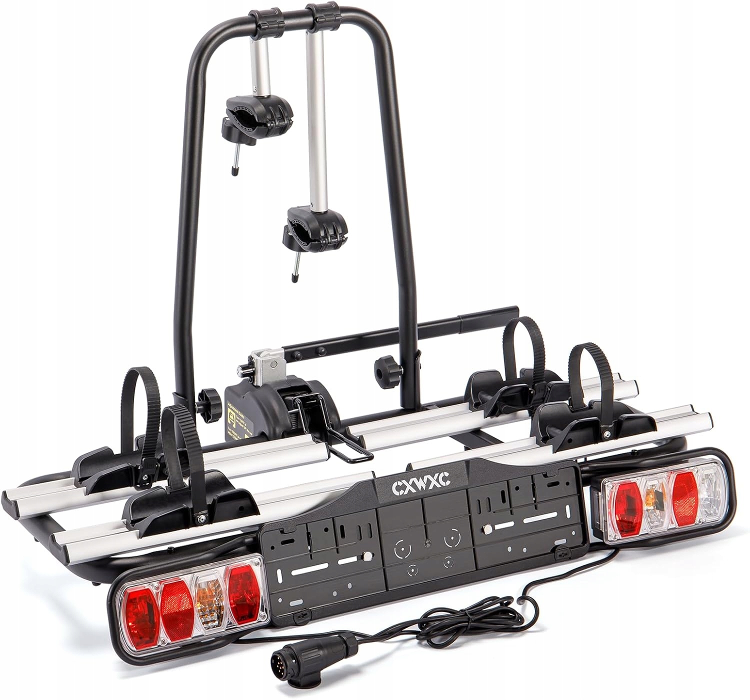 BAGAŻNIK ROWEROWY NA HAK 2 ROWERY PLATFORMA UCHYLANY UCHWYT 60KG + ŚWIATŁA