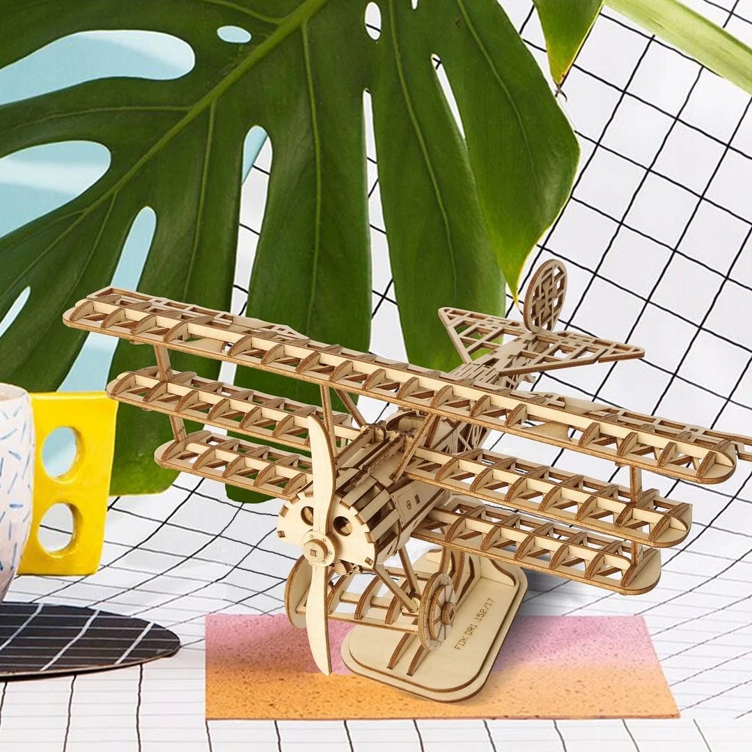 3D dřevěné puzzle s trojplošníkem Robotime Kolekce ROLIFE