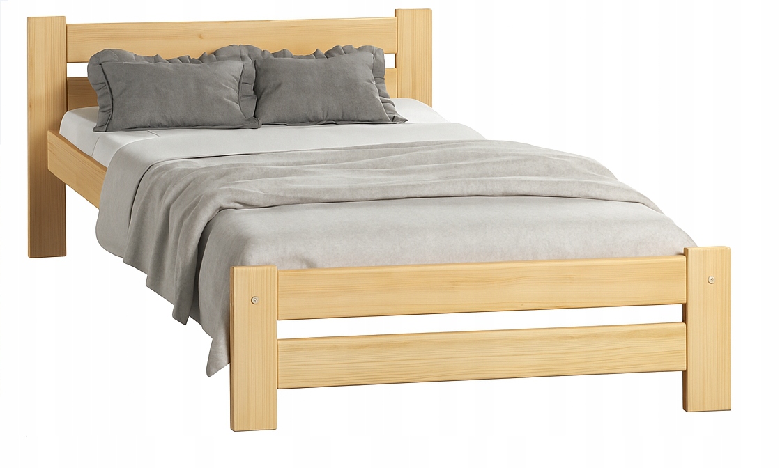 Dřevěná postel Lakovaná borovice 90 x 200 cm Pevná vysoká opěrka hlavy Tilo