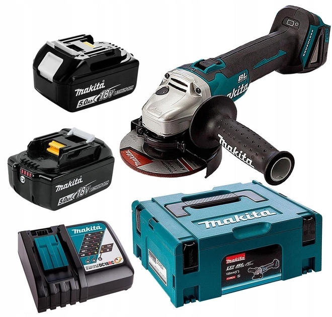 Úhlová bruska 2x5.0Ah 125 mm 18V Makita DGA504RTJ