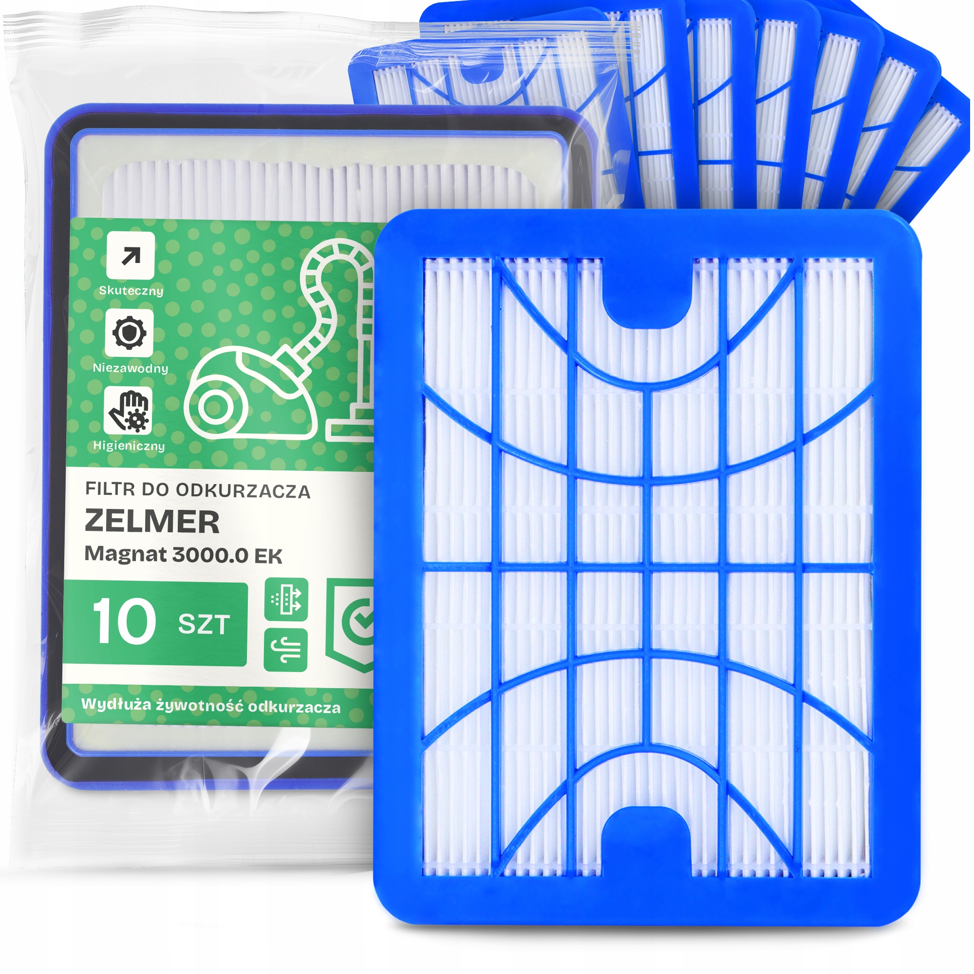 10 x Vzduchový Filtr Pro Vysavač Zelmer Magnat 3000.0 Ek Hepa Výkonný Em-w
