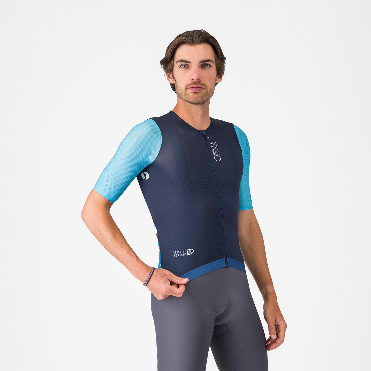 Cyklistický dres Castelli Corretto belgian blue/blue fiamma-white Medium