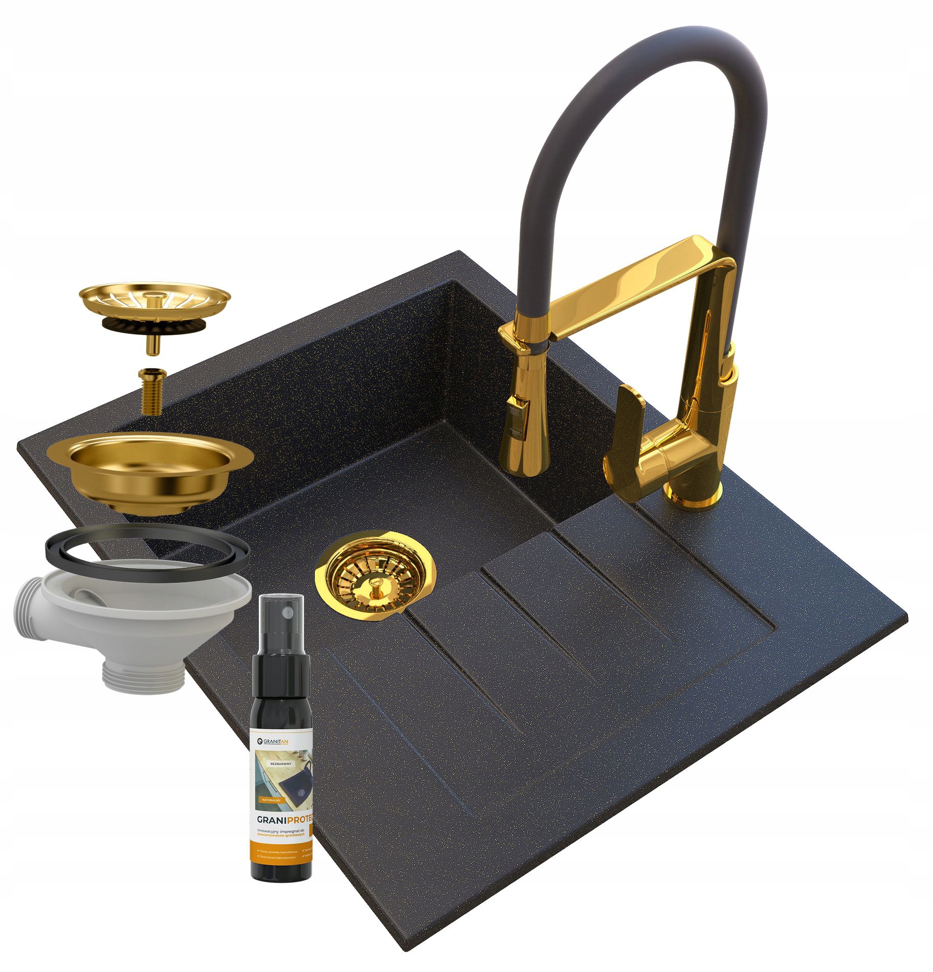 Dřez Dřez Milano Golden Baterie Zlatý Sifon