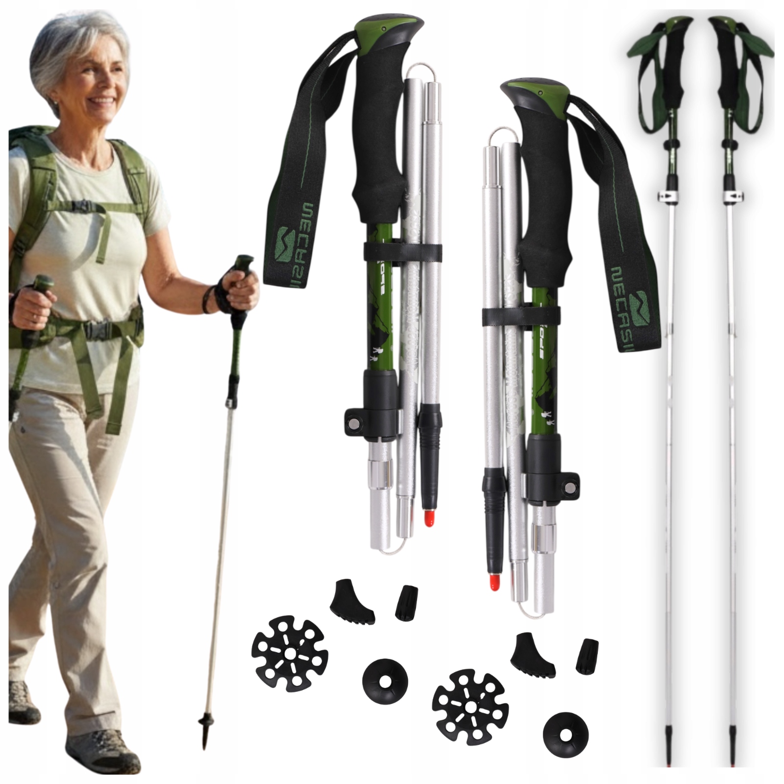 Trekingové Hole Nordic Walking Skládací Hole Lehké Pro Chůzi Hory 2x