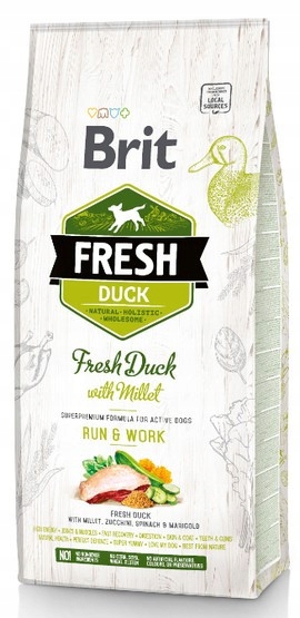 Levně Brit Fresh Dog Adult Active Duck & Millet 12 kg
