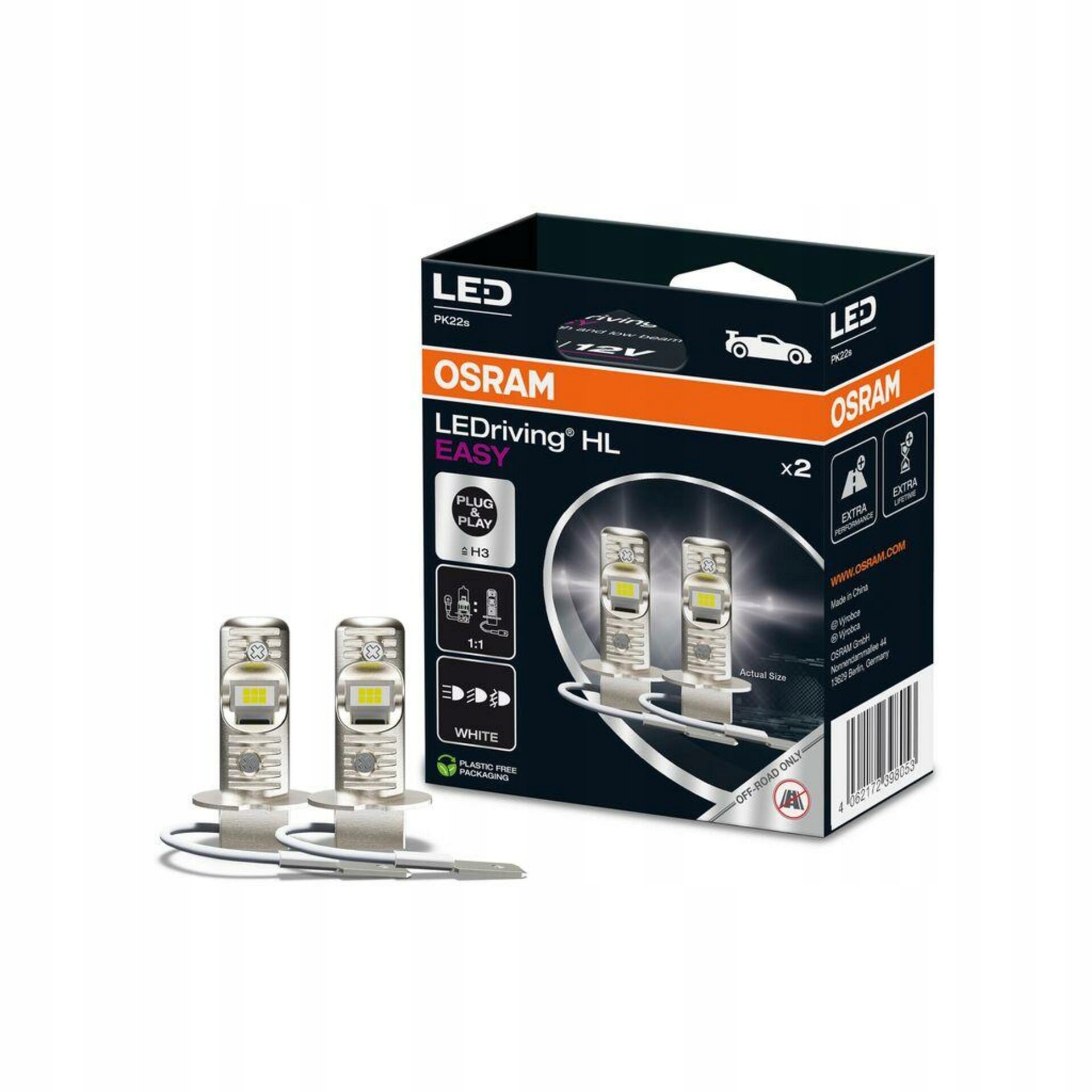 Osram LEDriving Hl Easy H3 12V 8W 6500K PK22s Led žiarovky, 2 ks