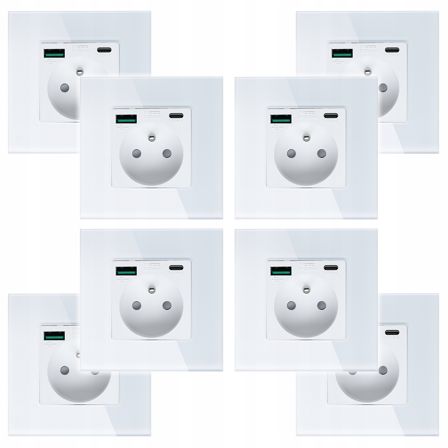 8 x Elektrická Zásuvka Nástěnný Kontakt S Vestavěnou Nabíječkou Usb Zásuvka