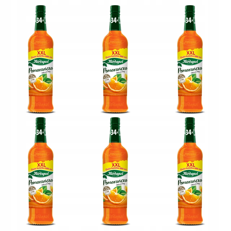 Herbapol Pomerančový sirup s vitamínem C, D, B6 a zinkem 680 ml X6