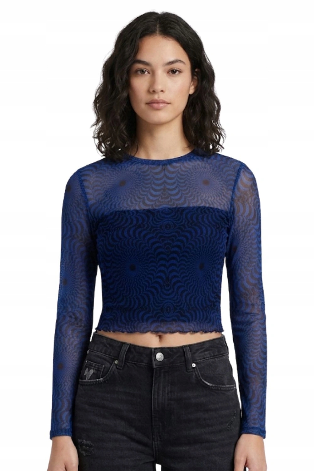 Dámská halenka Desigual Conolly mesh, vzorovaná síťovina, elastická, velikost XL