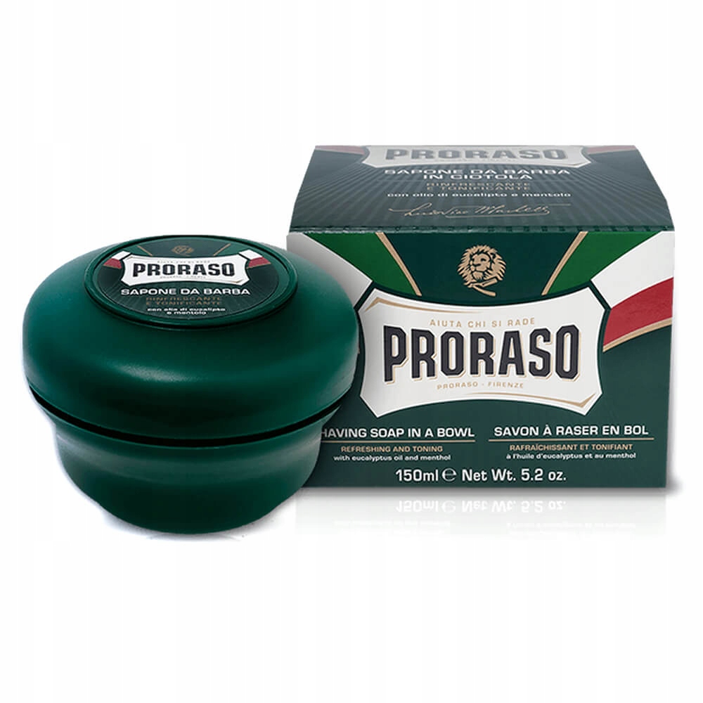 Mydło do golenia w tyglu eukaliptus mentol do brody Proraso Green 150 ml