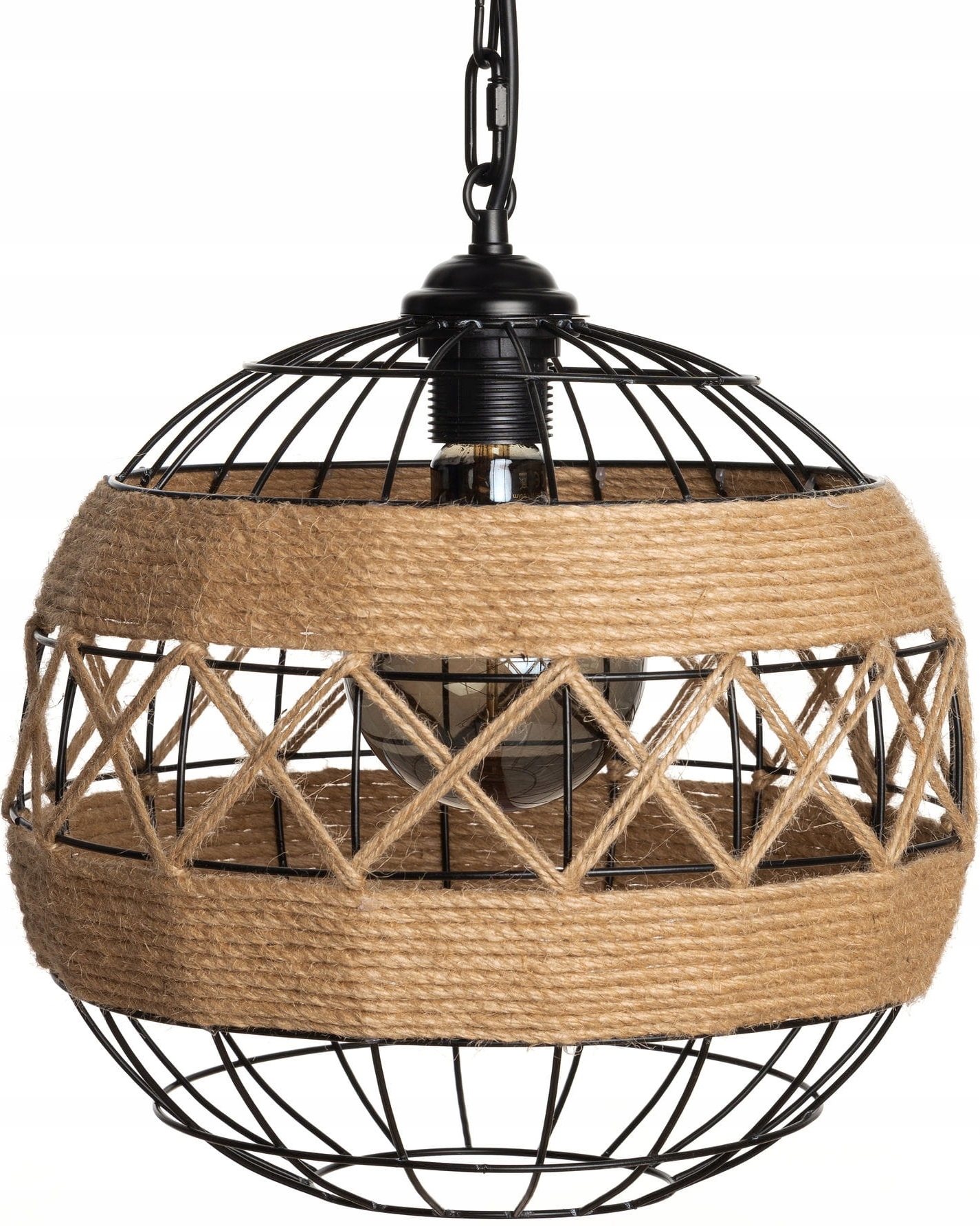 

Lampa wisząca jutowa Globe boho na łańcuchu
