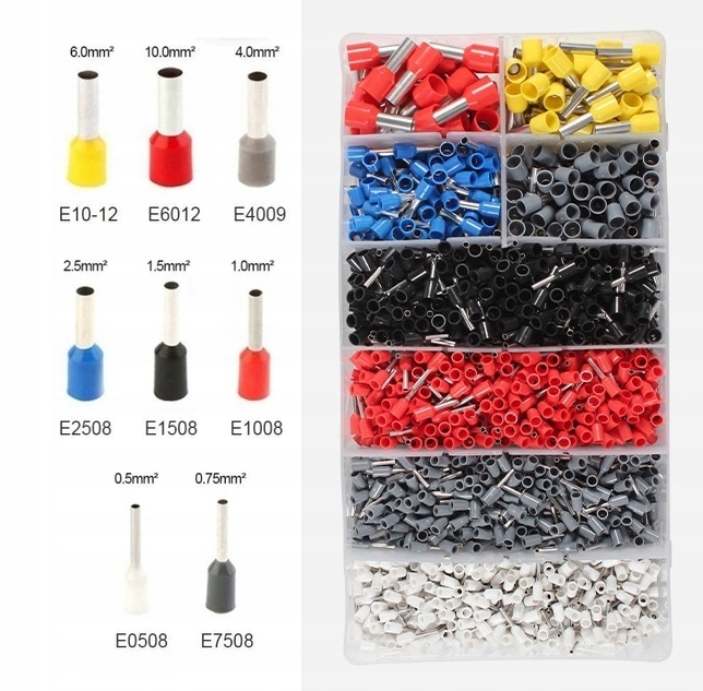 ZACISKARKA PRASKA DO KONEKTORÓW KABLI PRZEWODÓW 1800 SZT TULEJEK 0.25-10mm² EAN (GTIN) 5905679870686