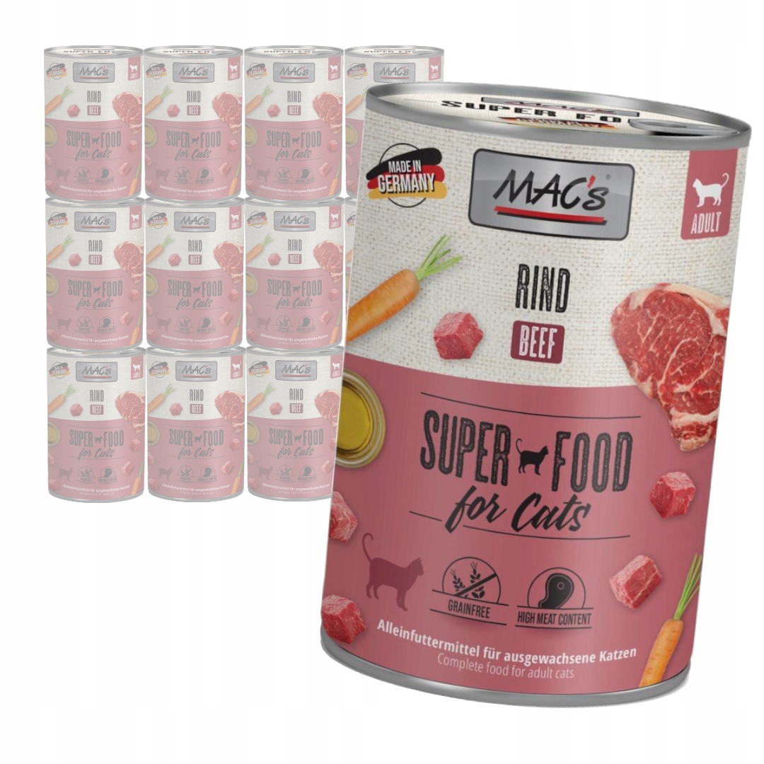 Levně MAC's Cat Mokré Krmivo Pro Kočky Hovězí 12x400g