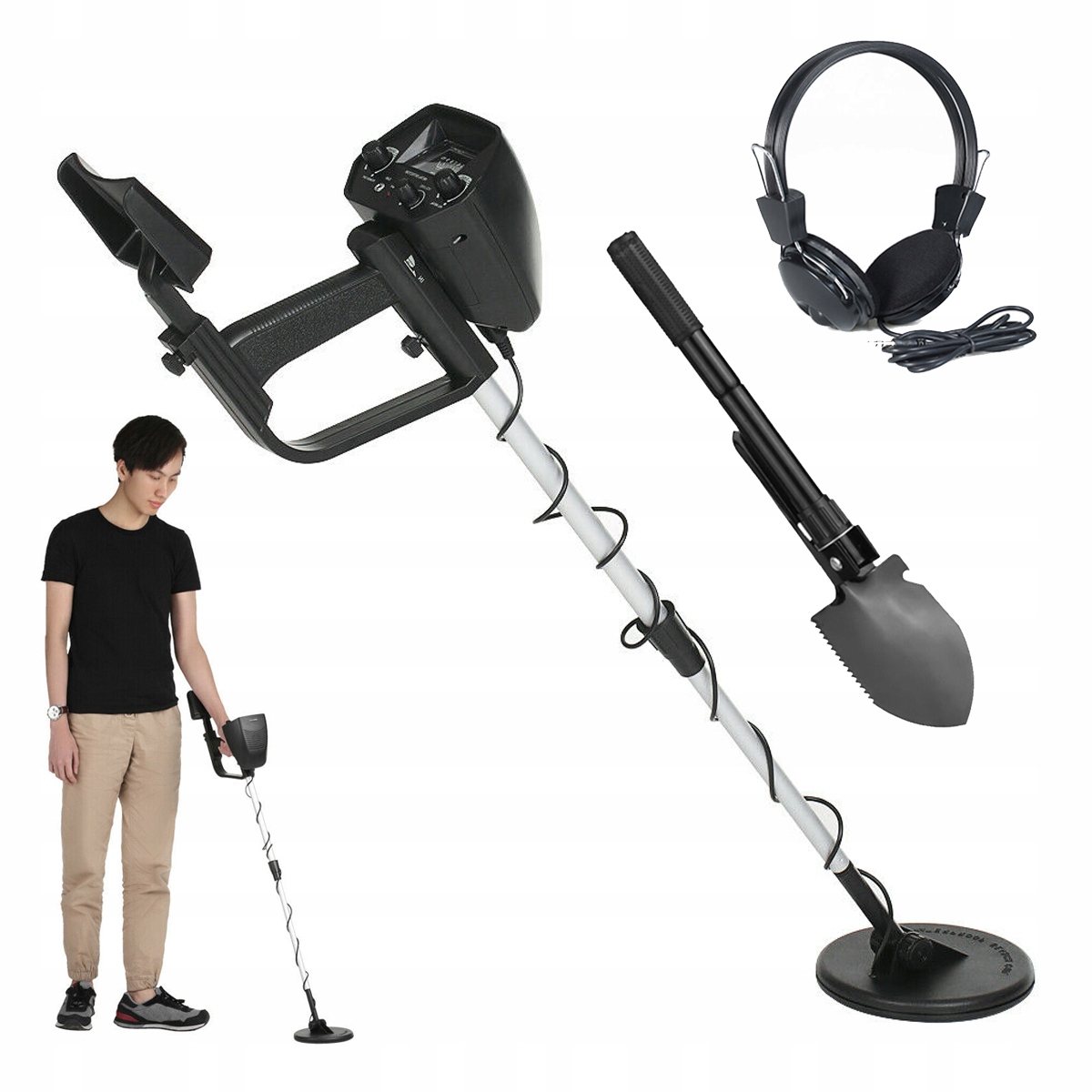 Detektor Kovů Nastavitelný Detektor Kovu, Voděodolný Se Sluchátky A Lopatou