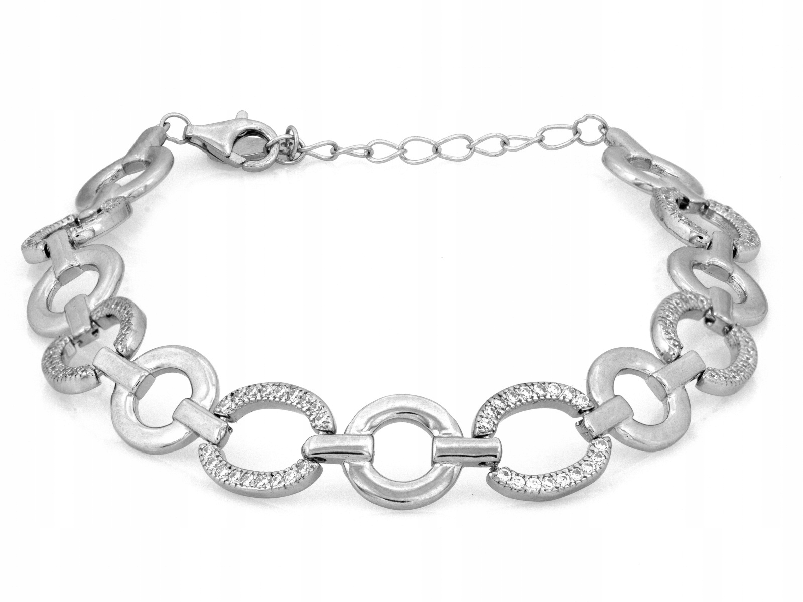 Stříbrný náramek pro ženu 925 Kulaté články se zirkony jako dárek
