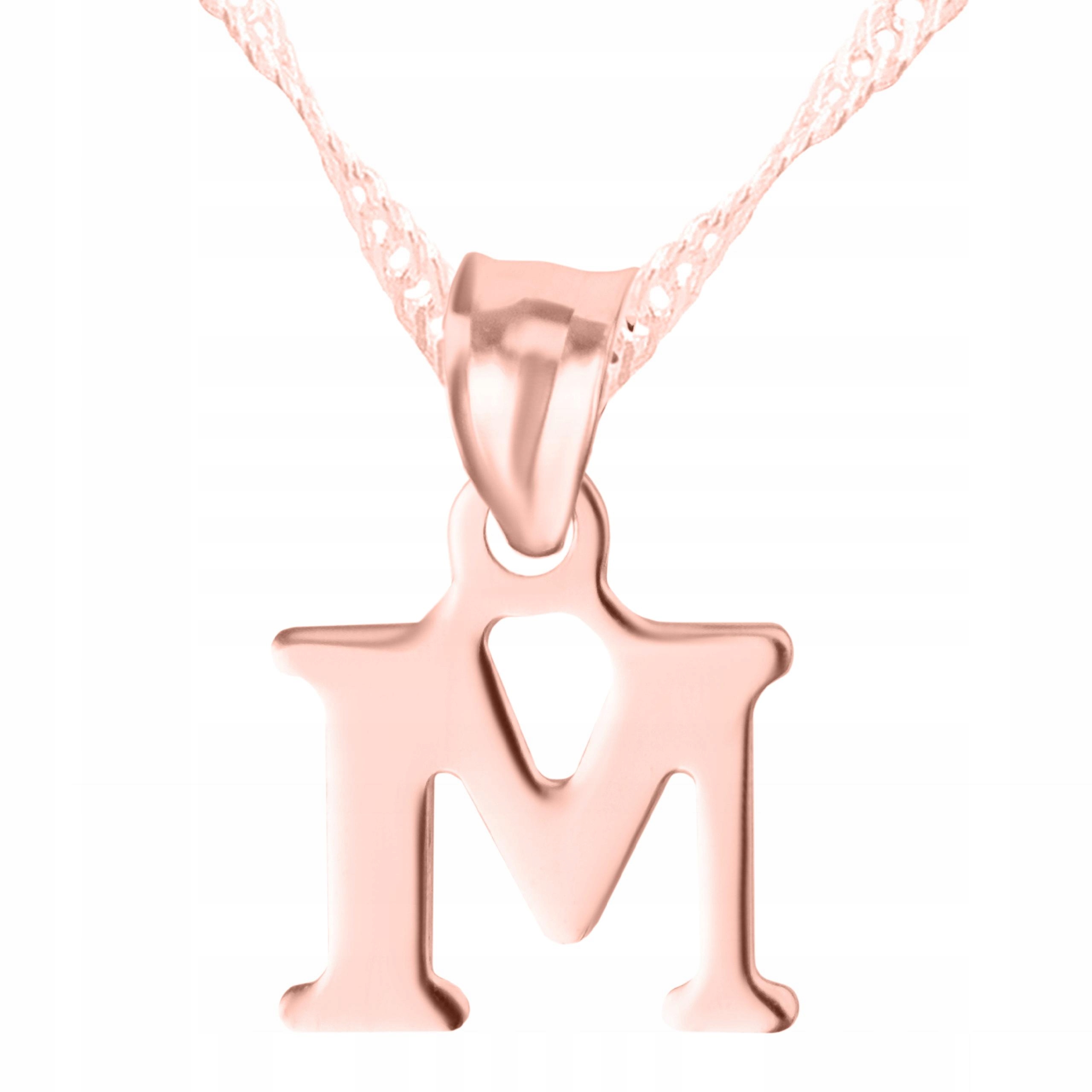 Pozlacený náhrdelník s písmenem M Iniciál Písmeno Jméno Plech Stříbro 925