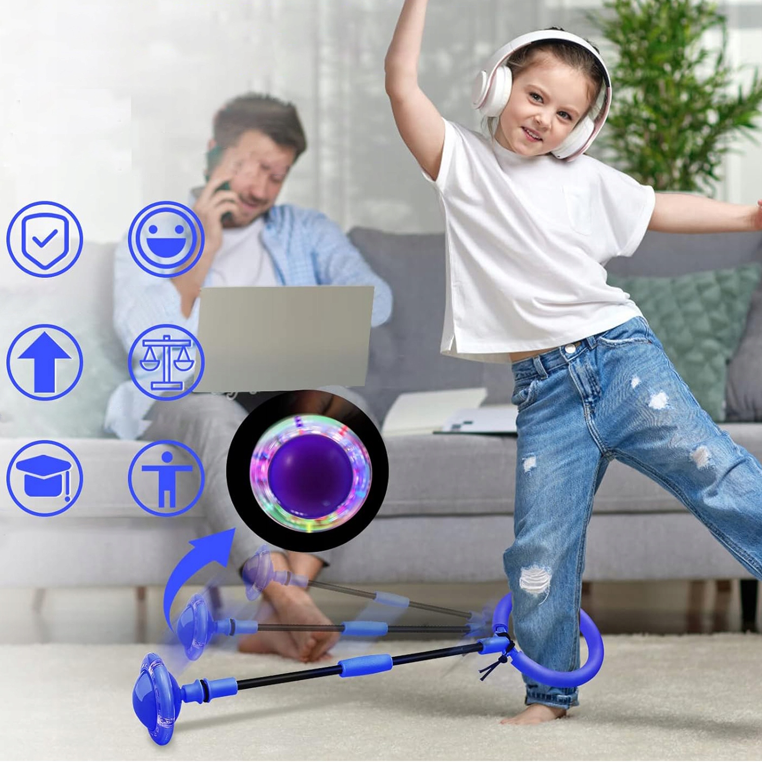 HULA HOP NA NOGĘ SKIPPER SKAKANKA DLA DZIECI LED Marka bez marki