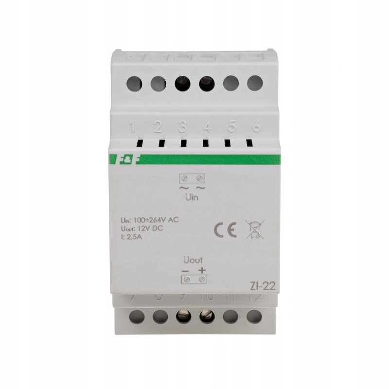 F&F ZASILACZ IMPULSOWY 30W 12V NA SZYNĘ ZI-22